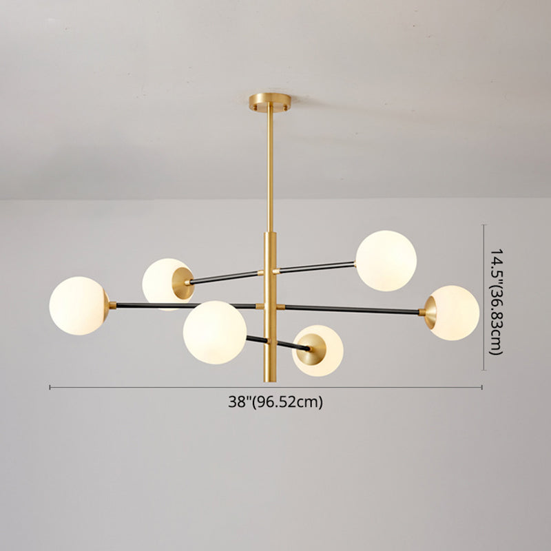 Gabrielle Post-Modern Gold & Black Glass Chandelier