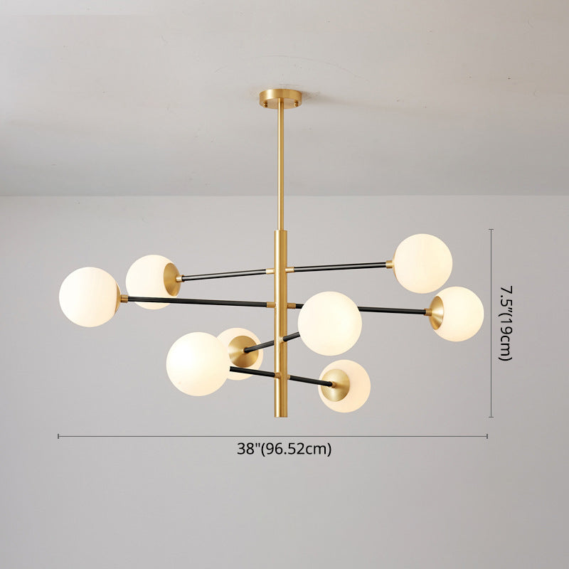 Gabrielle Post-Modern Gold & Black Glass Chandelier
