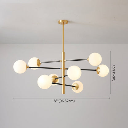 Gabrielle Post-Modern Gold & Black Glass Chandelier