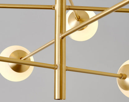 Gabrielle Post-Modern Gold & Black Glass Chandelier