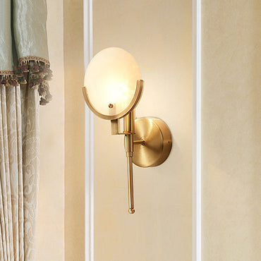 Lumina Milk Glass Oval Colonial Wall Sconce Single Light Brass Finish