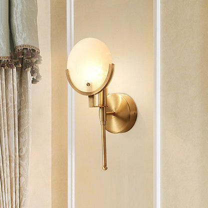 Lumina Milk Glass Oval Colonial Wall Sconce Single Light Brass Finish