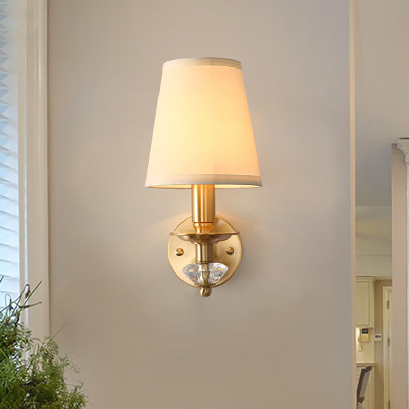 Aurélie Brass Fabric Cone Wall Light Sconce