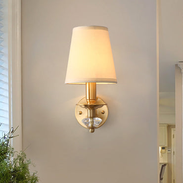 Aurélie Brass Fabric Cone Wall Light Sconce