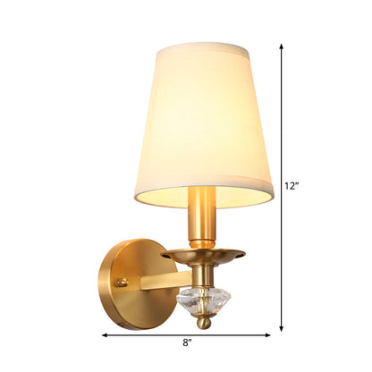 Aurélie Brass Fabric Cone Wall Light Sconce