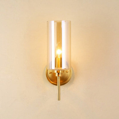 Sibylle Colonial Cylinder Glass Wall Sconce Brass