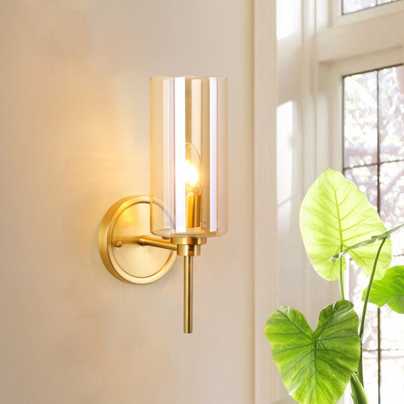 Sibylle Colonial Cylinder Glass Wall Sconce Brass