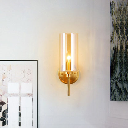 Sibylle Colonial Cylinder Glass Wall Sconce Brass