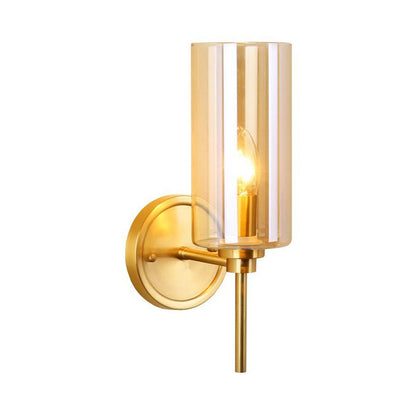 Sibylle Colonial Cylinder Glass Wall Sconce Brass