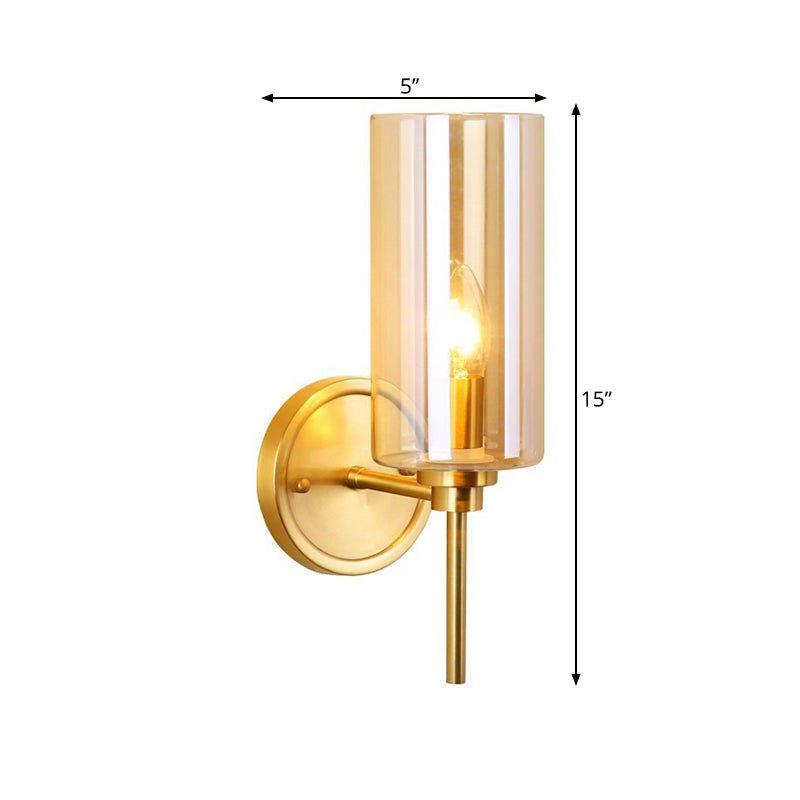 Sibylle Colonial Cylinder Glass Wall Sconce Brass