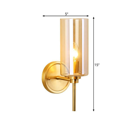 Sibylle Colonial Cylinder Glass Wall Sconce Brass