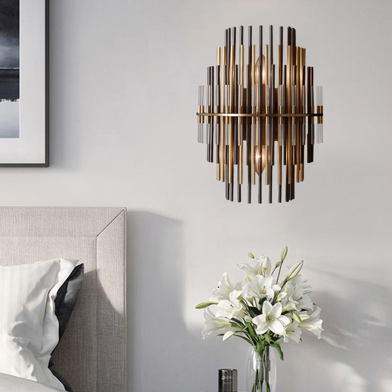Lucienne Chrome Black Tiered Tubular Wall Lamp Metal Sconce