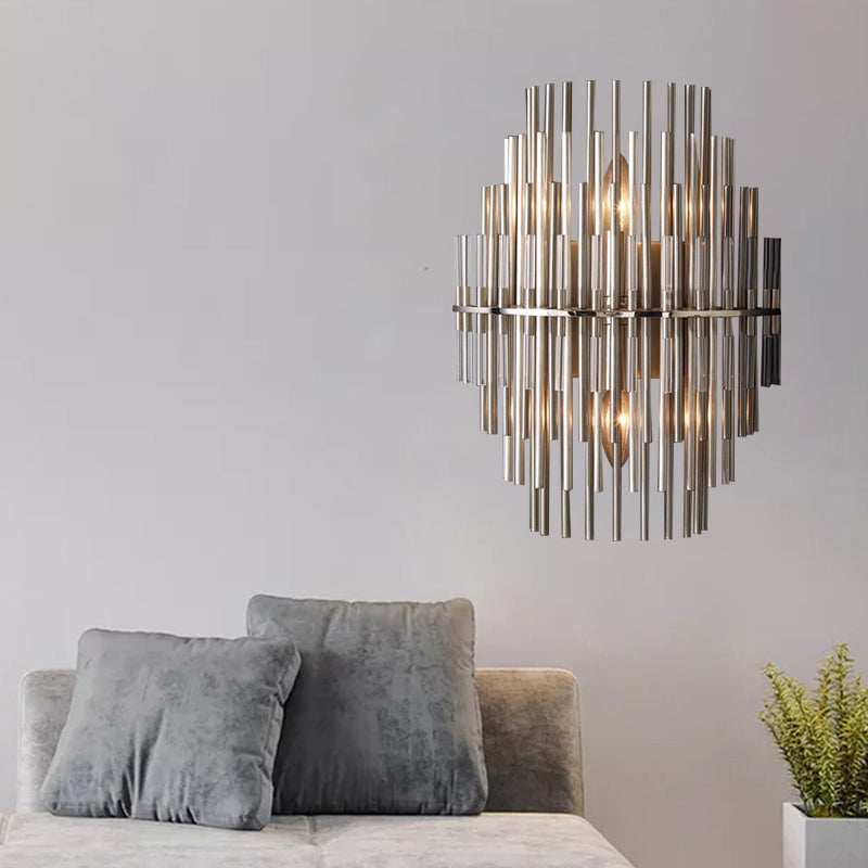 Lucienne Chrome Black Tiered Tubular Wall Lamp Metal Sconce