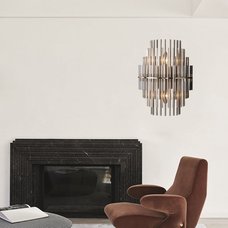 Lucienne Chrome Black Tiered Tubular Wall Lamp Metal Sconce