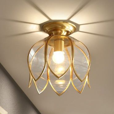 Delphine Lotus Glass Colonial Flush Mount Ceiling Light