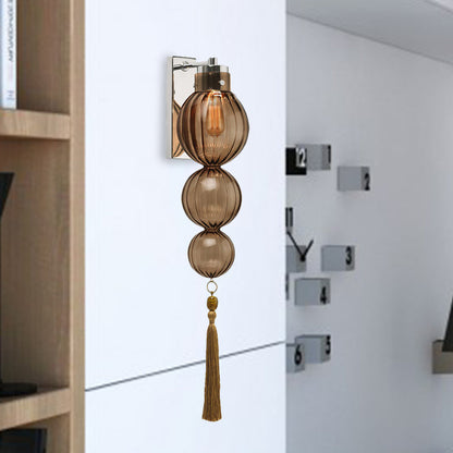 Vivienne Sphere Wall Lamp with Glass Shade and Tassel Knot