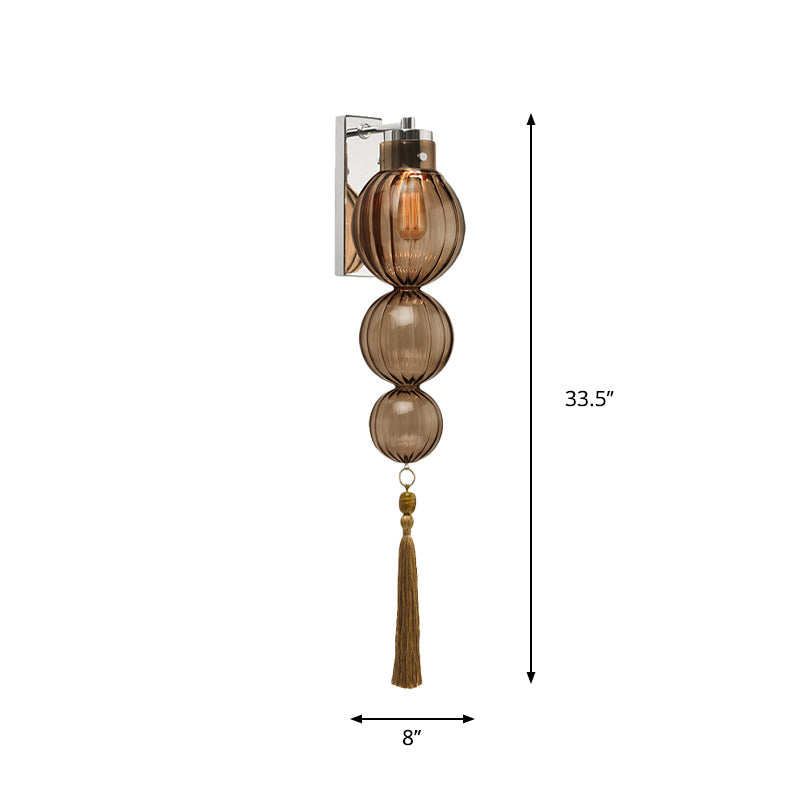 Vivienne Sphere Wall Lamp with Glass Shade and Tassel Knot