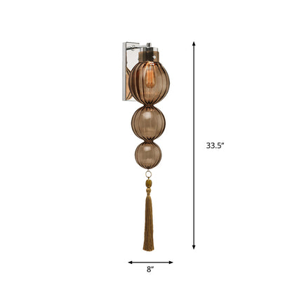 Vivienne Sphere Wall Lamp with Glass Shade and Tassel Knot