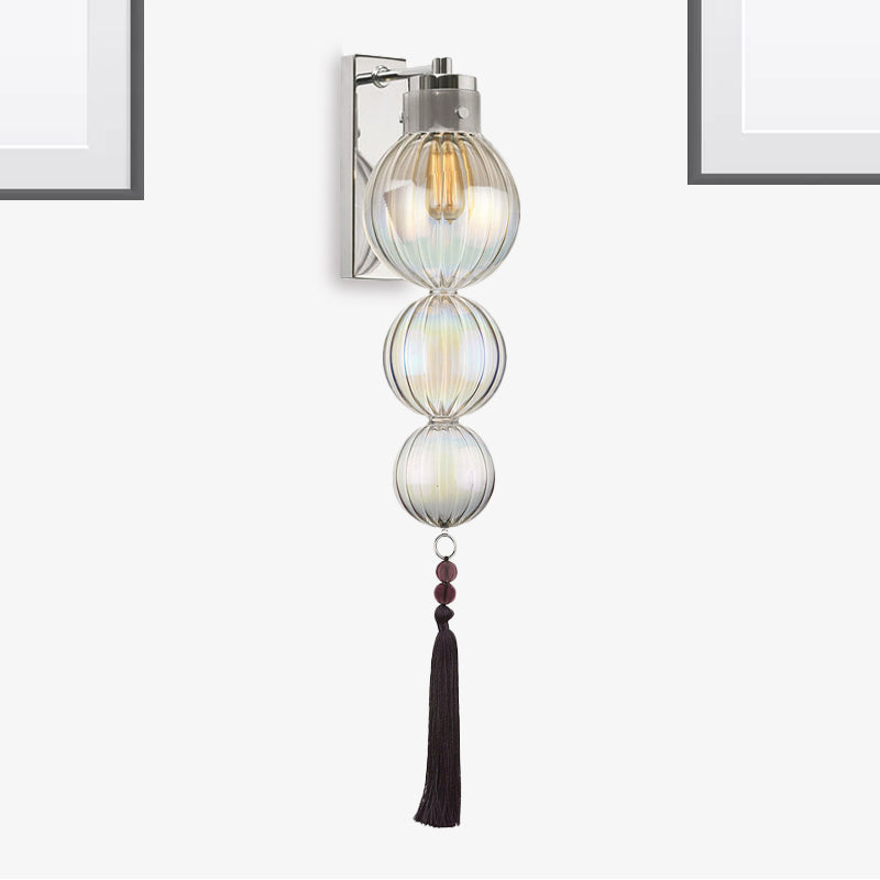 Vivienne Sphere Wall Lamp with Glass Shade and Tassel Knot