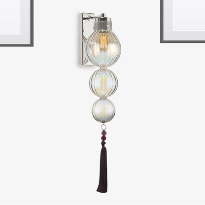 Vivienne Sphere Wall Lamp with Glass Shade and Tassel Knot