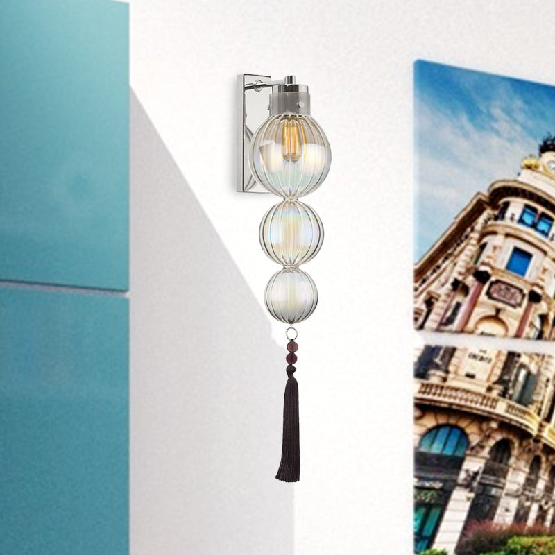 Vivienne Sphere Wall Lamp with Glass Shade and Tassel Knot