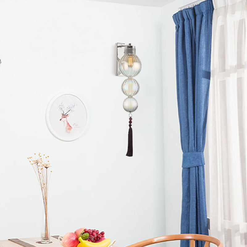 Vivienne Sphere Wall Lamp with Glass Shade and Tassel Knot