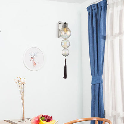 Vivienne Sphere Wall Lamp with Glass Shade and Tassel Knot
