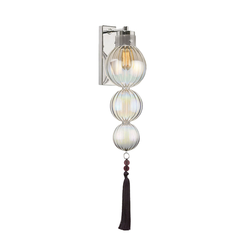 Vivienne Sphere Wall Lamp with Glass Shade and Tassel Knot