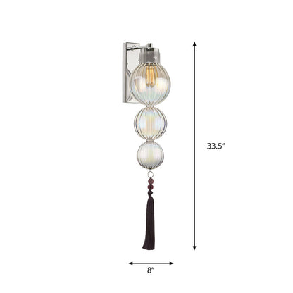 Vivienne Sphere Wall Lamp with Glass Shade and Tassel Knot