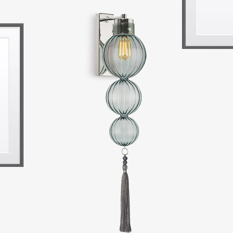 Vivienne Sphere Wall Lamp with Glass Shade and Tassel Knot
