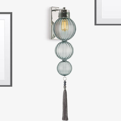 Vivienne Sphere Wall Lamp with Glass Shade and Tassel Knot