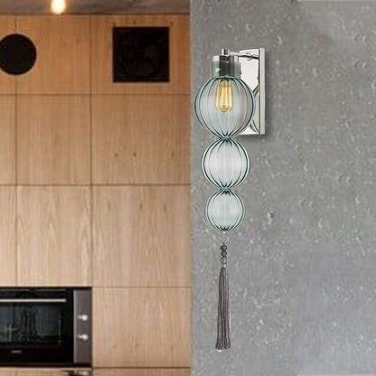 Vivienne Sphere Wall Lamp with Glass Shade and Tassel Knot