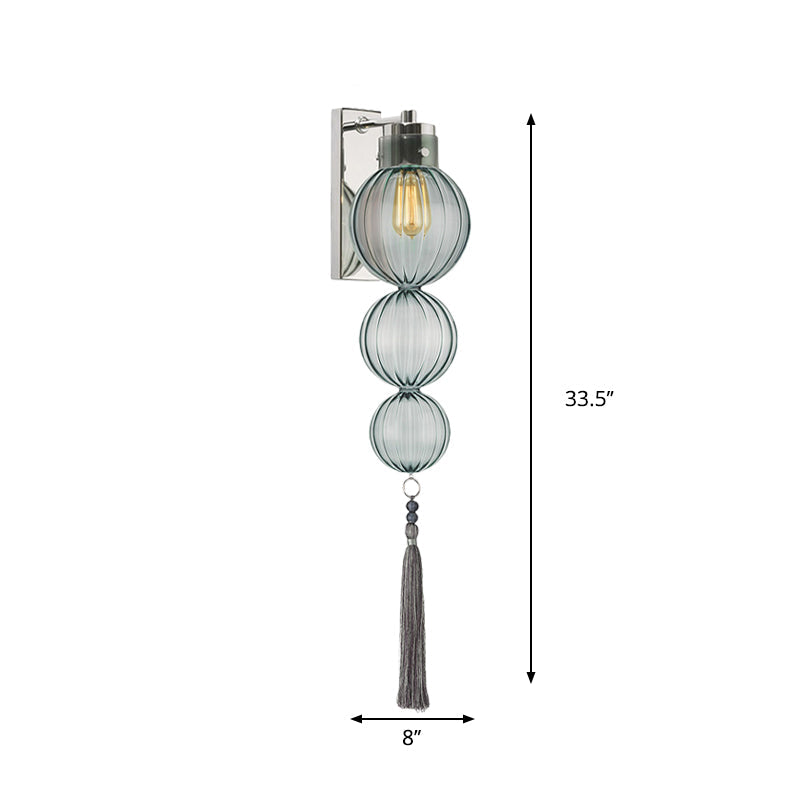 Vivienne Sphere Wall Lamp with Glass Shade and Tassel Knot