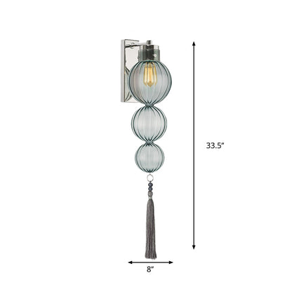 Vivienne Sphere Wall Lamp with Glass Shade and Tassel Knot