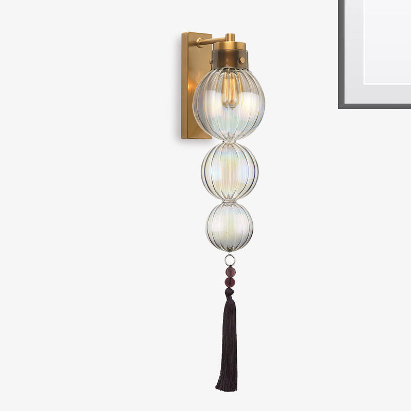 Vivienne Sphere Wall Lamp with Glass Shade and Tassel Knot