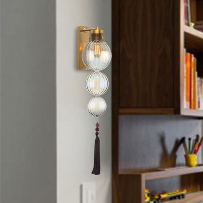 Vivienne Sphere Wall Lamp with Glass Shade and Tassel Knot