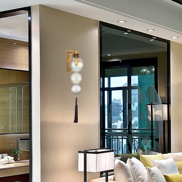 Vivienne Sphere Wall Lamp with Glass Shade and Tassel Knot