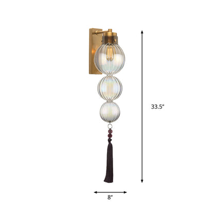 Vivienne Sphere Wall Lamp with Glass Shade and Tassel Knot