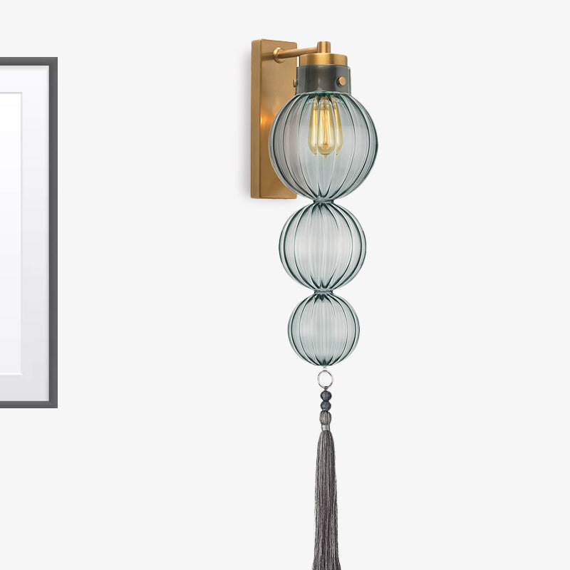 Vivienne Sphere Wall Lamp with Glass Shade and Tassel Knot