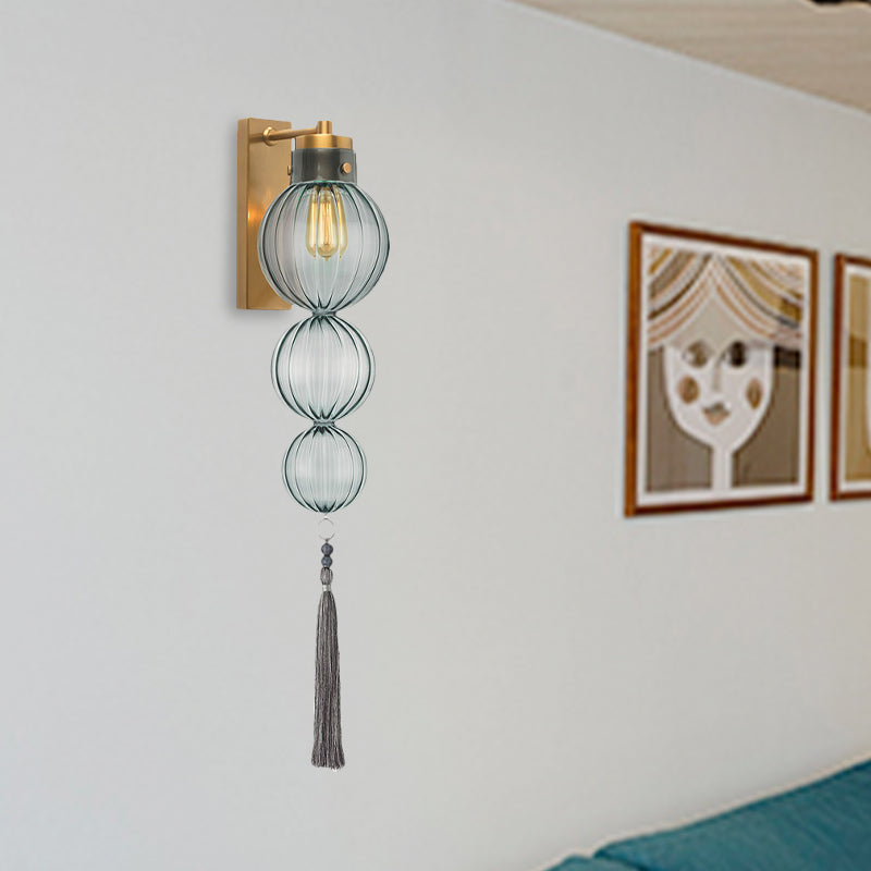 Vivienne Sphere Wall Lamp with Glass Shade and Tassel Knot