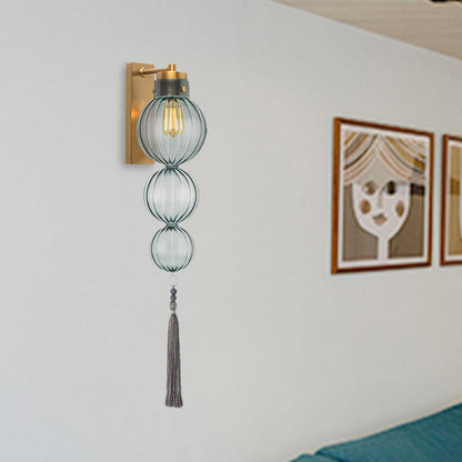 Vivienne Sphere Wall Lamp with Glass Shade and Tassel Knot