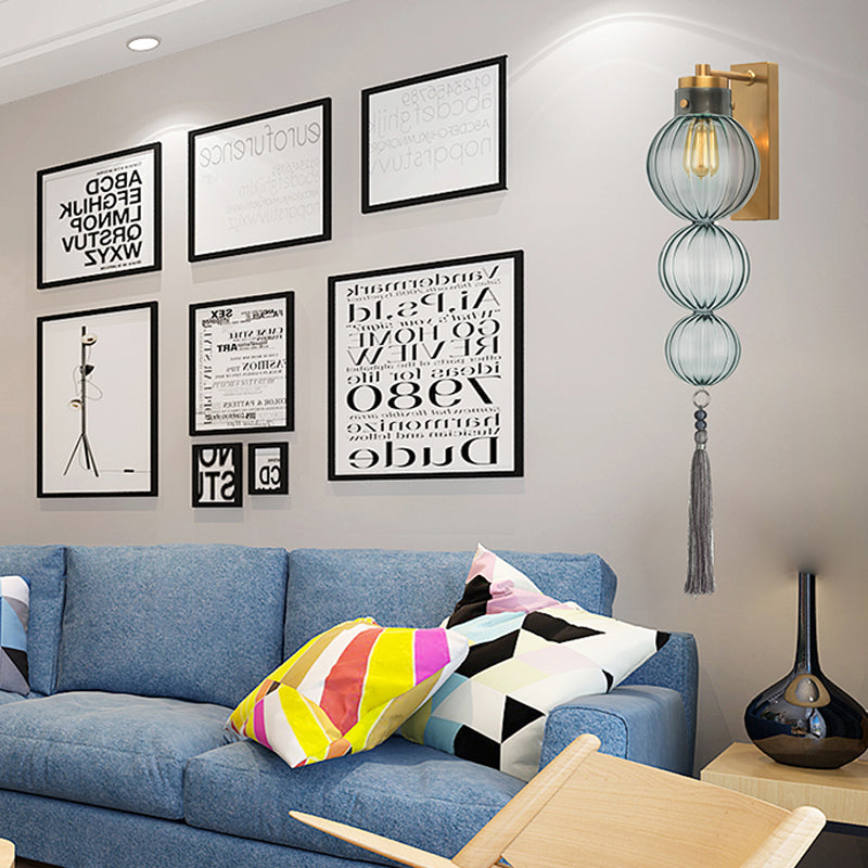 Vivienne Sphere Wall Lamp with Glass Shade and Tassel Knot