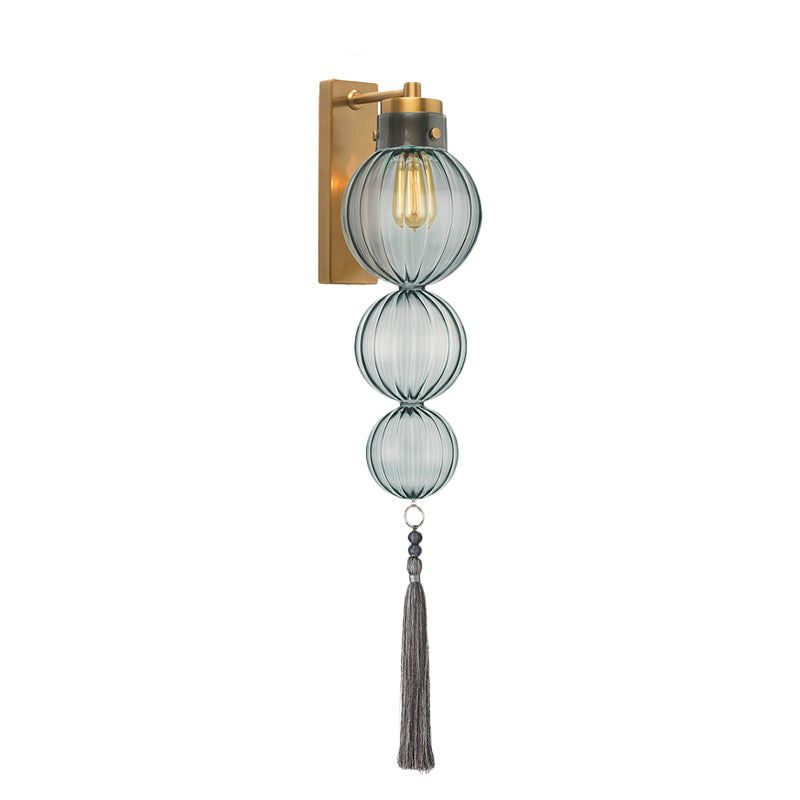 Vivienne Sphere Wall Lamp with Glass Shade and Tassel Knot