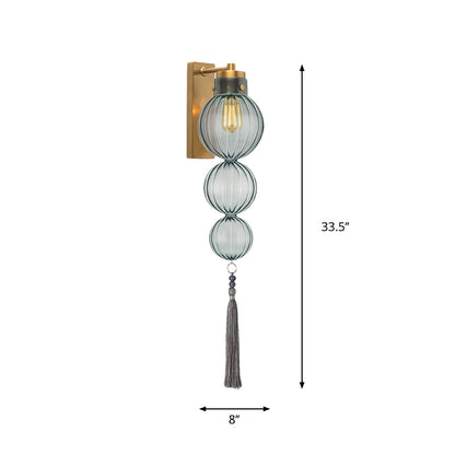 Vivienne Sphere Wall Lamp with Glass Shade and Tassel Knot