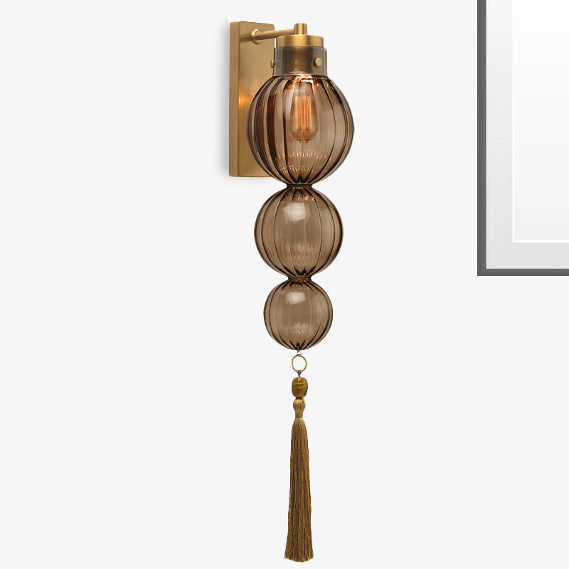 Vivienne Sphere Wall Lamp with Glass Shade and Tassel Knot