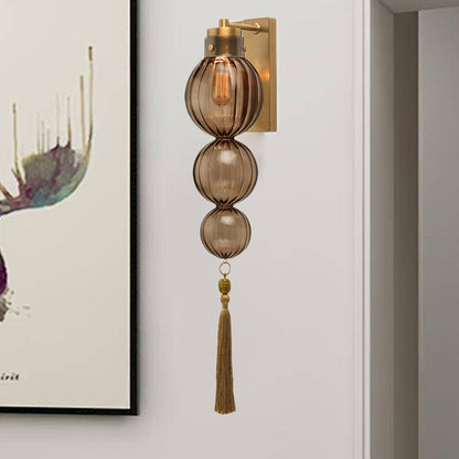 Vivienne Sphere Wall Lamp with Glass Shade and Tassel Knot