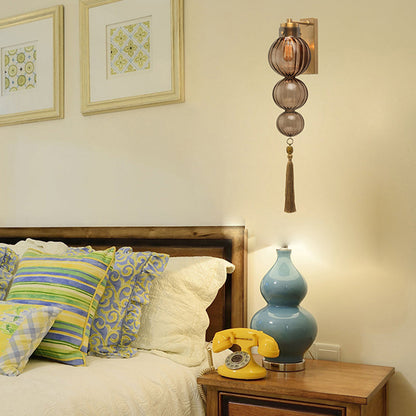 Vivienne Sphere Wall Lamp with Glass Shade and Tassel Knot