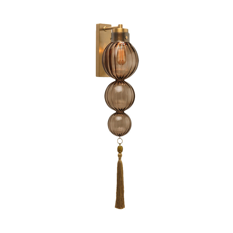 Vivienne Sphere Wall Lamp with Glass Shade and Tassel Knot