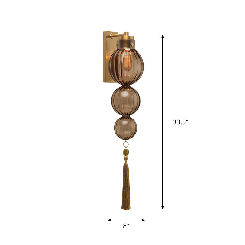 Vivienne Sphere Wall Lamp with Glass Shade and Tassel Knot