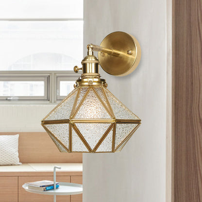 Margaux Geometric Wall Lamp with Prismatic Glass and Brass Finish